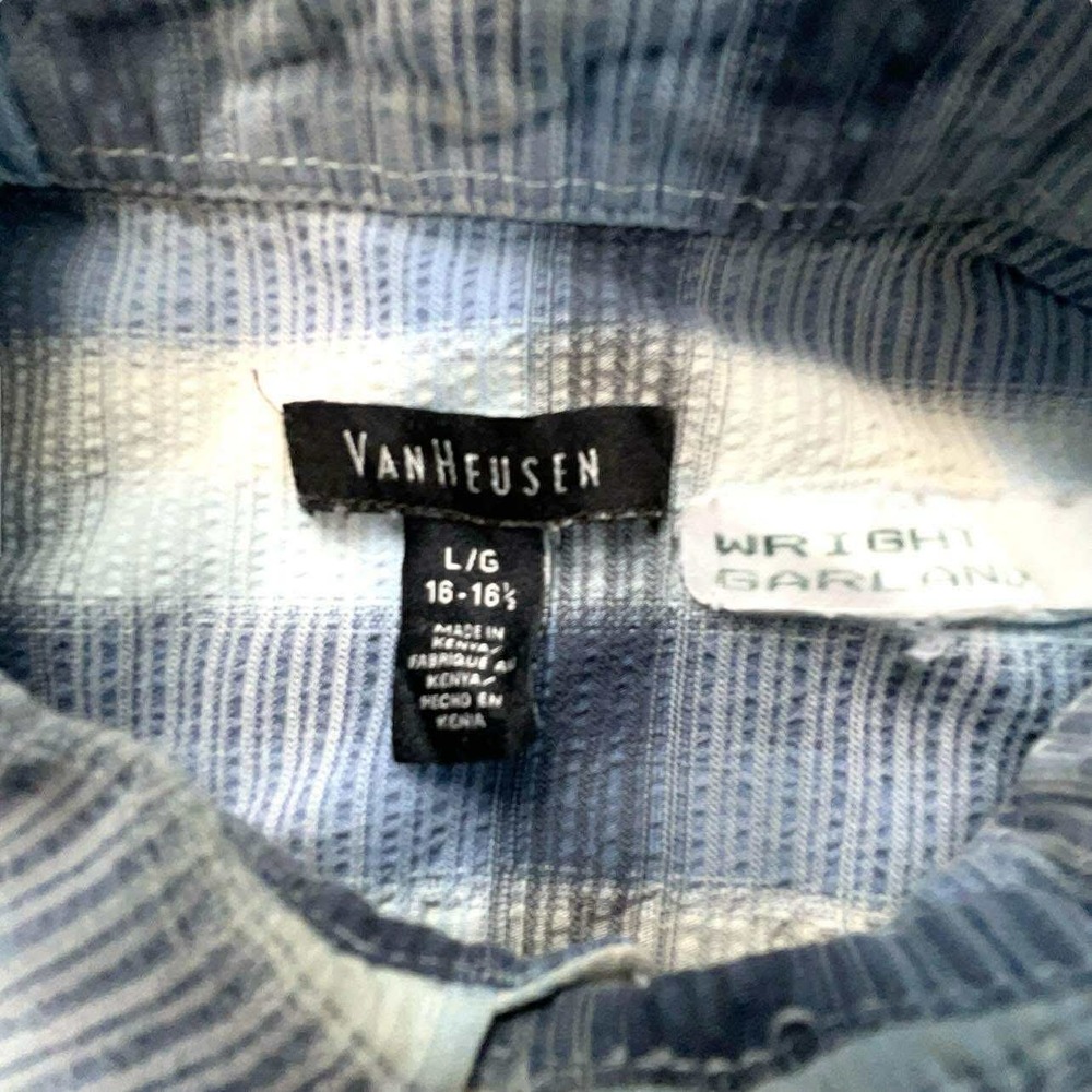 Y2kVan Heusen Men's Blue Plaid Short Sleeve Button Up Casual Shirt Large - Picture 5 of 8